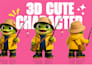 create a 3d cute character in chibi and cartoon style modeling
